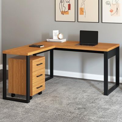 Mesa Escritório Em L Florence 135X157Cm D3 Freijó Preto