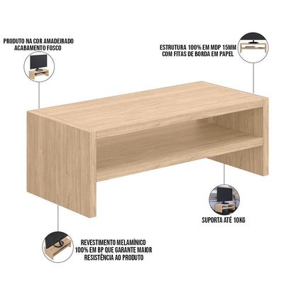 Kit 02 Suportes Stand Para Monitores Mesa Escritório Home Office Lap L03 Amadeirado