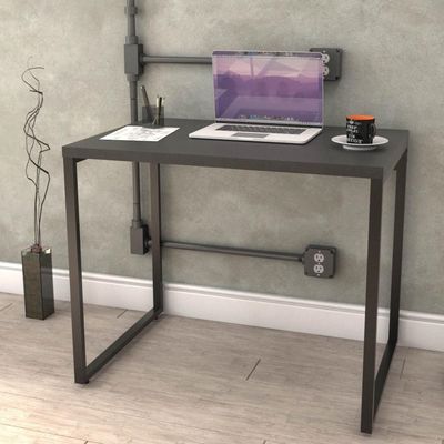 Mesa Para Escritório Estilo Industrial 90 Cm Preto Onix