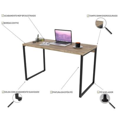 Kit Mesa Para Escritório Com Estante 120 Cm Carvalho