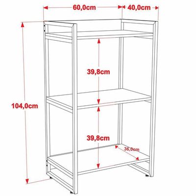 Kit Mesa Cavalete 135 Cm Com Estante 3 Prateleiras Preto