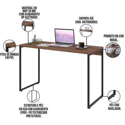 Mesa Para Escritório Industrial Aspen 120 Cm C01 Nogal