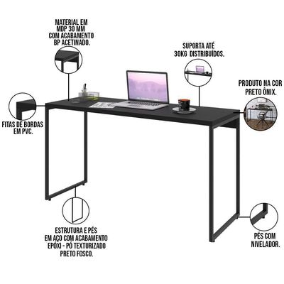 Mesa Para Escritório Industrial Aspen 135 Cm C01 Onix