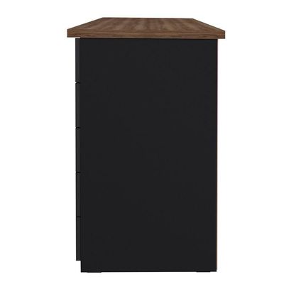Mesa P/ Escritório Escrivaninha 5 Gavetas Nogal Preto