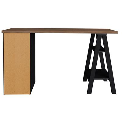 Mesa P/ Escritório Escrivaninha 5 Gavetas Nogal Preto