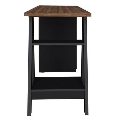 Mesa P/ Escritório Escrivaninha 5 Gavetas Nogal Preto