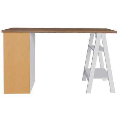Mesa P/ Escritório Escrivaninha 5 Gavetas Nogal Branco