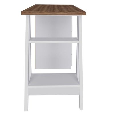 Mesa P/ Escritório Escrivaninha 5 Gavetas Nogal Branco