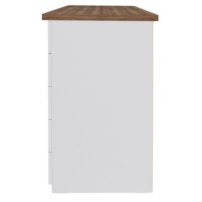 Mesa P/ Escritório Escrivaninha 5 Gavetas Nogal Branco