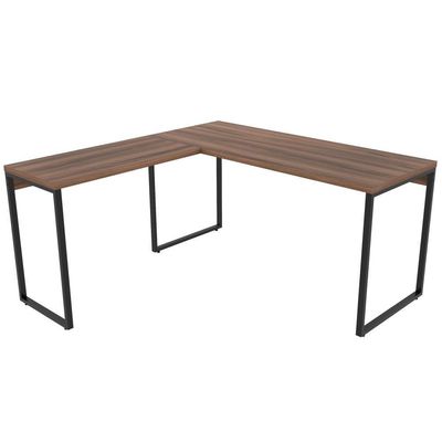 Mesa Para Escritório Estilo Industrial Em L 150x150cm Nogal