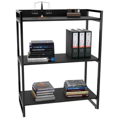 Kit Mesa Cavalete 150 Cm Com Estante 3 Prateleiras Preto