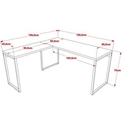 Kit Mesa Em L Com Estante 5 Prateleiras 150X150 Preto