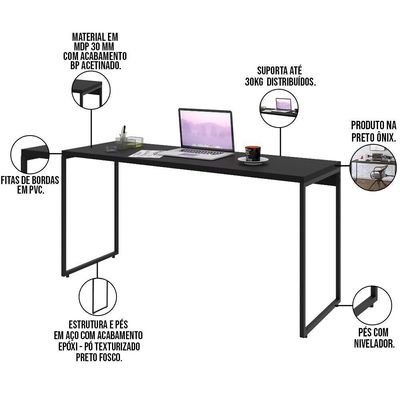 Mesa Para Escritório Industrial Aspen 150 Cm C01 Onix