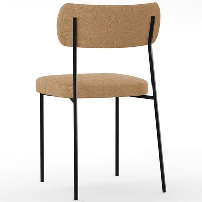 Cadeira Decorativa Estofada Para Sala De Jantar Melina L02 Bouclê Mostarda