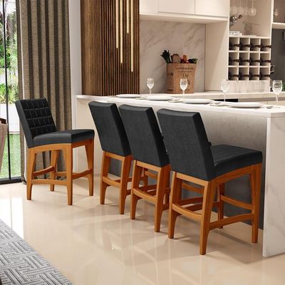Banqueta Baixa Cozinha Bancada Sala De Jantar L02 Preto
