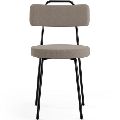 Cadeira Decorativa Estofada Para Sala De Jantar Barcelona L02 Bouclê Bege