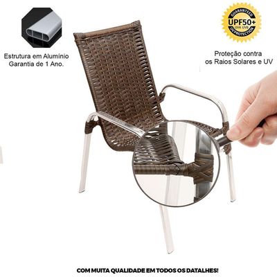 Jogo De Cadeira Alumínio E Espreguiçadeiras Com Mesa Trama Original Pedra Ferro