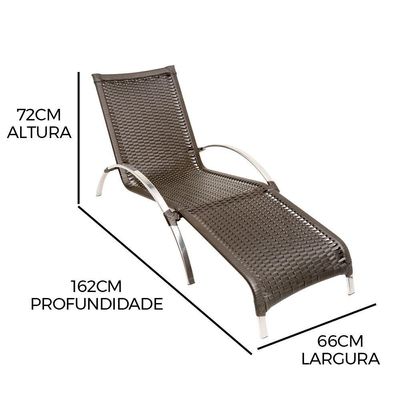 Jogo De Cadeira Alumínio E Espreguiçadeiras Com Mesa Trama Original Tabaco
