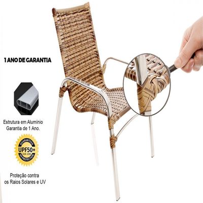 Jogo De Cadeira Alumínio E Espreguiçadeiras Com Mesa Trama Original Capuccino