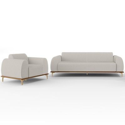 Kit Sofá 2 Lugares 150Cm Com Poltrona Molino Cru C-443