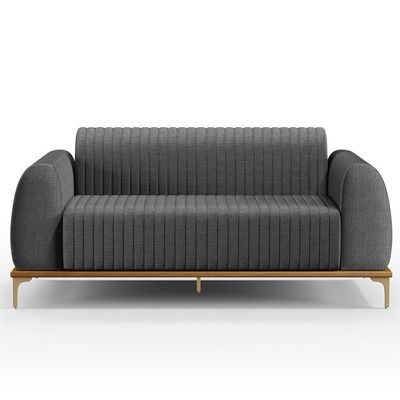 Kit Sofá 3 Lugares 180Cm Com Poltrona Cinza Escuro C-416