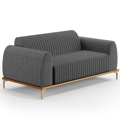 Kit Sofá 3 Lugares 210Cm Com 2 Poltronas Cinza Escuro C-416