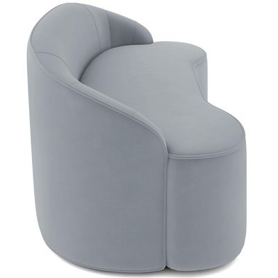 Sofá 3 Lugares Curvo Sala De Estar Living Lótus D02 Veludo Cinza 210 Cm C-317