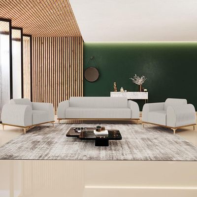 Kit Sofá 3 Lugares 210Cm Com 2 Poltronas Molino Cru C-443