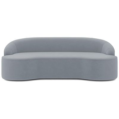 Sofá 3 Lugares Curvo Sala De Estar Living Lótus D02 Veludo Cinza 210 Cm C-317