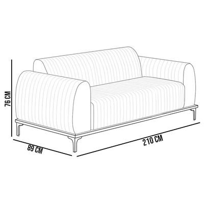 Kit Sofá 3 Lugares 210Cm Com 2 Poltronas Molino Cru C-443