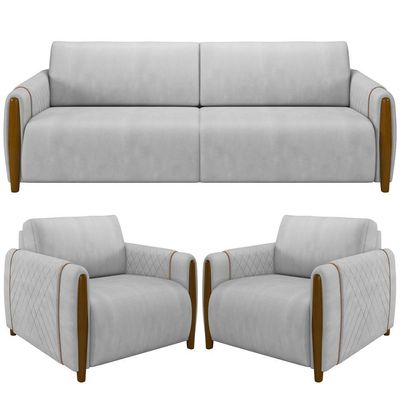 Kit Sofá 02 Lugares 168Cm Com 02 Poltronas M03 Cinza