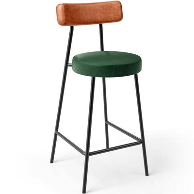 Kit 05 Banquetas Baixa Cozinha Sala Jantar Bancada Milão L02 Couríssimo Camel Verde - Lyam Decor