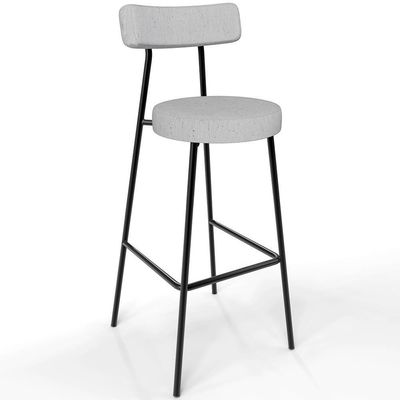 Kit 05 Banquetas Altas Cozinha Bar Sala De Jantar Em Aço Milão L02 Linho Cinza - Lyam Decor