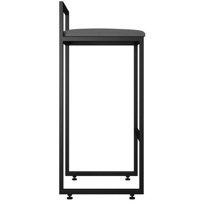 Banqueta Alta Cozinha De Jantar Hanna L02 Preto Suede Cinza