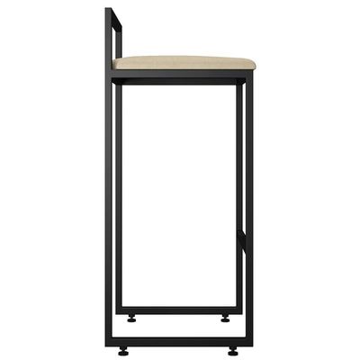 Banqueta Alta Cozinha De Jantar Hanna L02 Preto Suede Bege