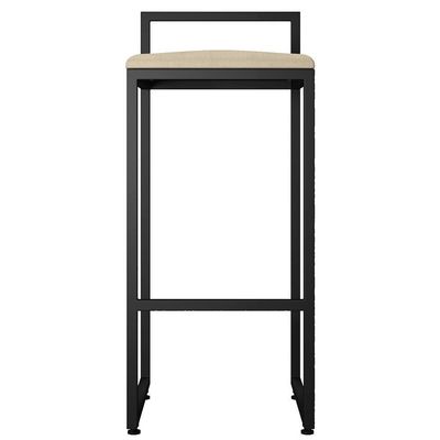 Banqueta Alta Cozinha De Jantar Hanna L02 Preto Suede Bege
