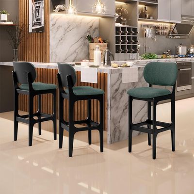 Banqueta Alta Bar Cozinha Betta L02 Preto Verde Musgo