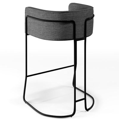 Banqueta Fixa Base De Aço Preto Betina D02 Cinza C-416