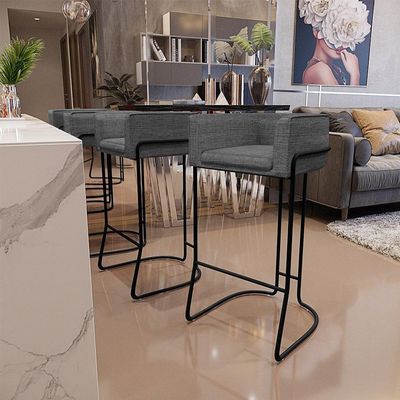 Banqueta Fixa Base De Aço Preto Betina D02 Cinza C-416