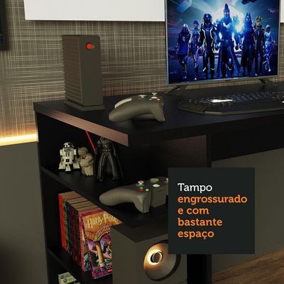 Mesa Para Computador Gamer e Painel Para Tv Até 50 - Preto