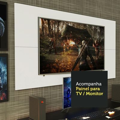 Mesa Para Computador Gamer e Painel Para Tv Até 50 - Preto