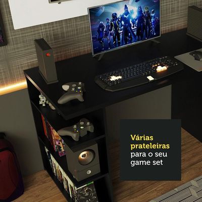 Mesa Para Computador Gamer e Painel Para Tv Até 50 - Preto