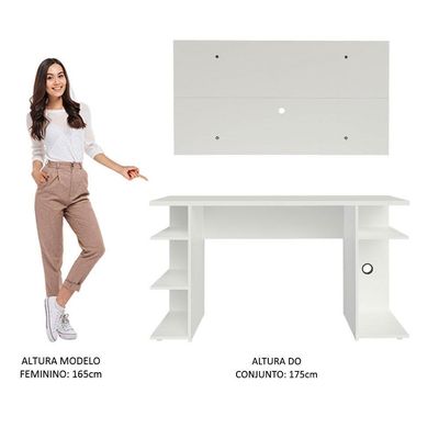 Mesa Para Computador Gamer e Painel Para Tv Até 50 Branco