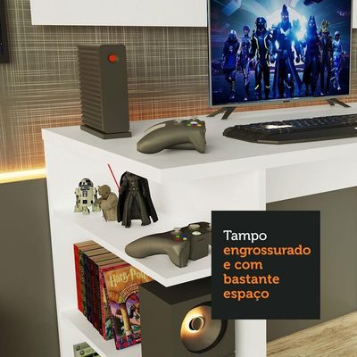 Mesa Para Computador Gamer e Painel Para Tv Até 50 Branco