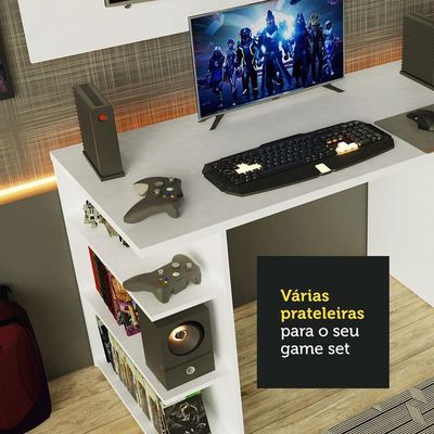 Mesa Para Computador Gamer e Painel Para Tv Até 50 Branco