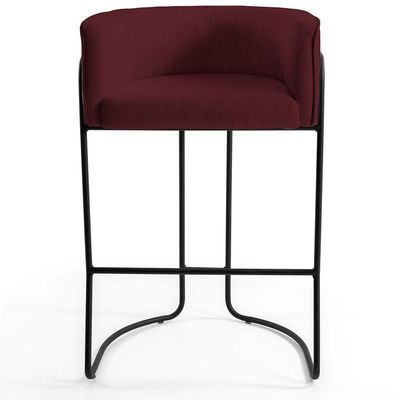 Banqueta Preto Betina D02 Veludo Marsala C-278