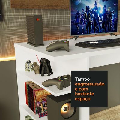 Mesa Para Computador Gamer e Painel Para Tv Até 50 Branco