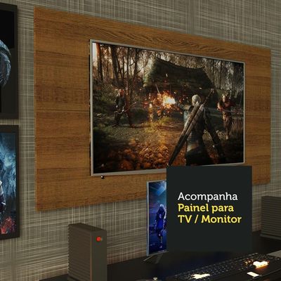 Mesa Para Computador Gamer e Painel Para Tv Até 50 Branco