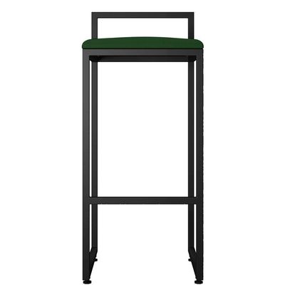 Banqueta Alta Para Cozinha Hanna Preto Suede Verde Musgo