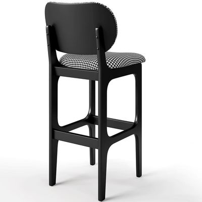 Banqueta Alta Bar Cozinha Betta L02 Preto Suede Pied Poule